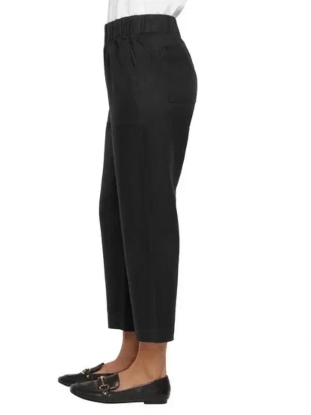 New Banana Republic Women’s Black Elastic-Waist Tapered Crop Pull-On Pants XXL